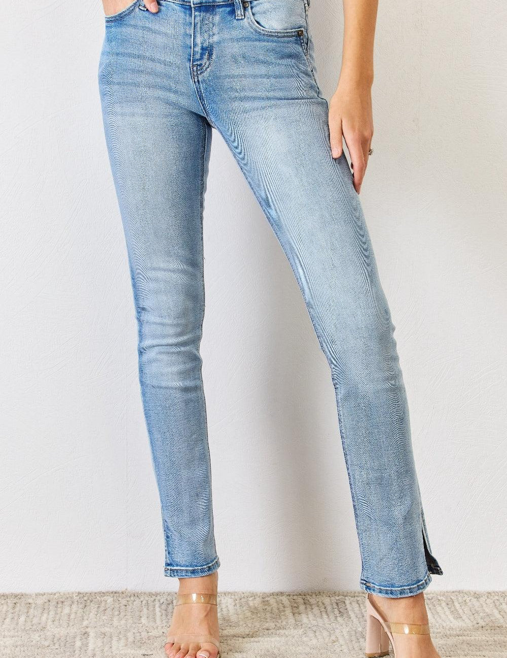 Medium Kancan Plus Size Mid Rise Y2K Slit Bootcut Jeans | Jeans Daverri Fashions