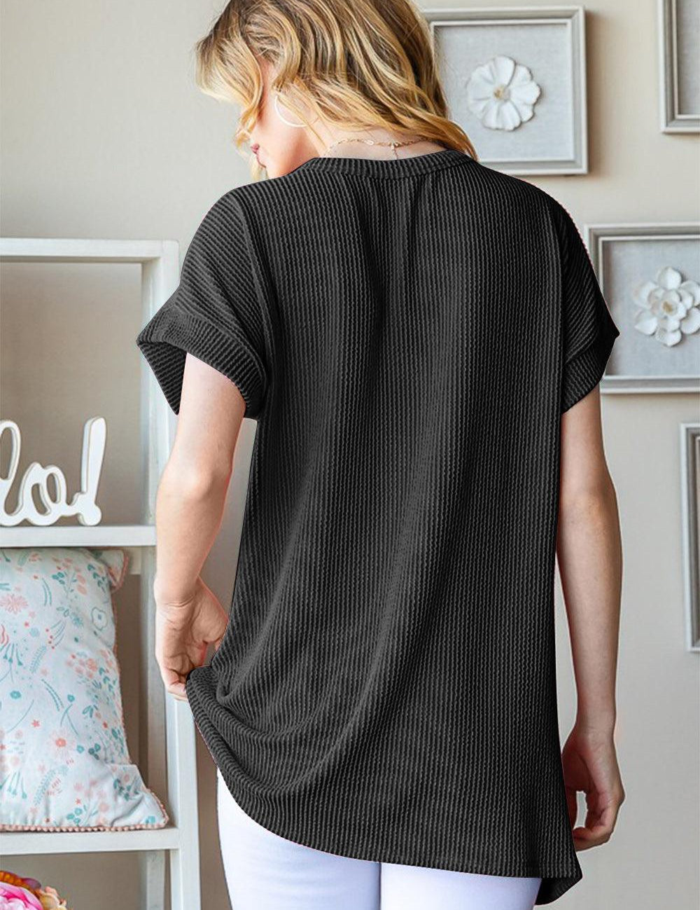 Heimish Full Size USA Graphic Short Sleeve Ribbed Top | Tops Daverri Fashions