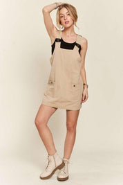 ADORA Adjustable Wide Strap Square Neck Overall Dress | Daverri Fashions
