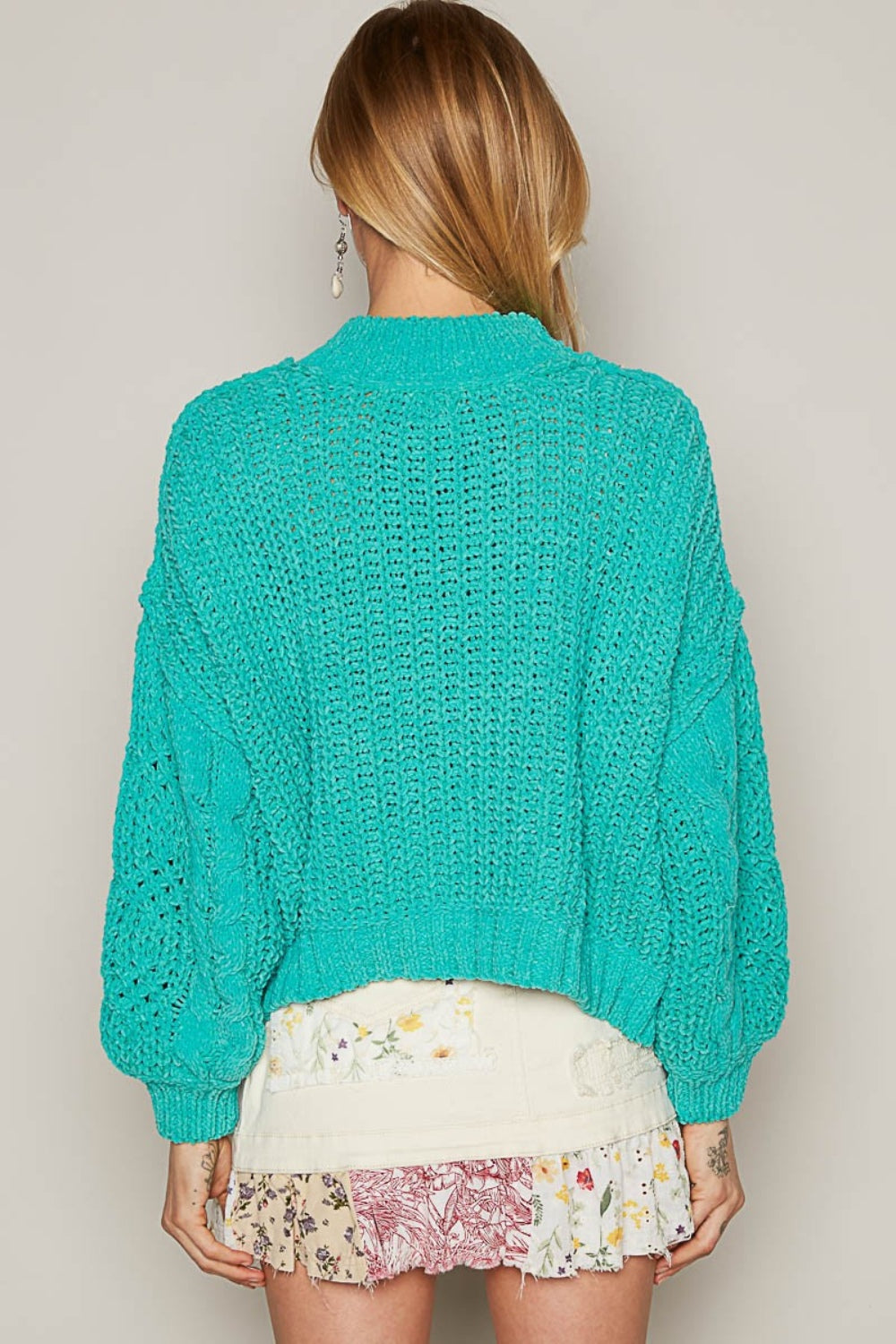 POL Mock Neck Cable Knit Sweater | Sweaters Daverri Fashions