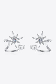 Moissanite Star Rhodium-Plated Earrings | Earrings Daverri Fashions