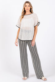 GeeGee Contrast Trim Short Sleeve Knit Cover Up | Cover-Ups Daverri Fashions