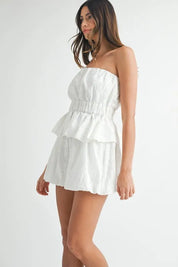 MABLE Floral Eyelet Lace Tube Top and Short Set | Outfit Sets Daverri Fashions