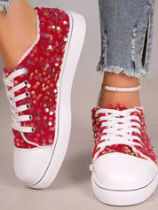 Sequin Round Toe Flat Sneakers | Sneakers Daverri Fashions