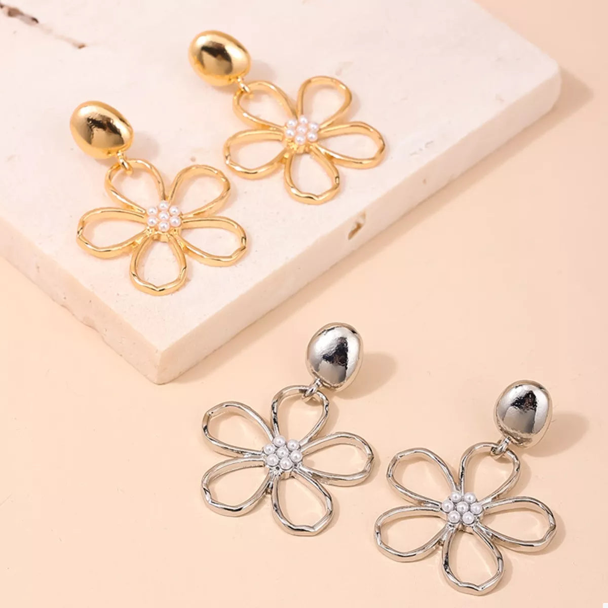 Alloy Flower Drop Earrings | Earrings Daverri Fashions