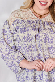 Hailey & Co Full Size Lace Detail Printed Blouse | Blouses Daverri Fashions