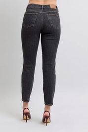 Judy Blue Full Size Mid Rise Tummy Control Slim Jeans Plus Size | Daverri Fashions