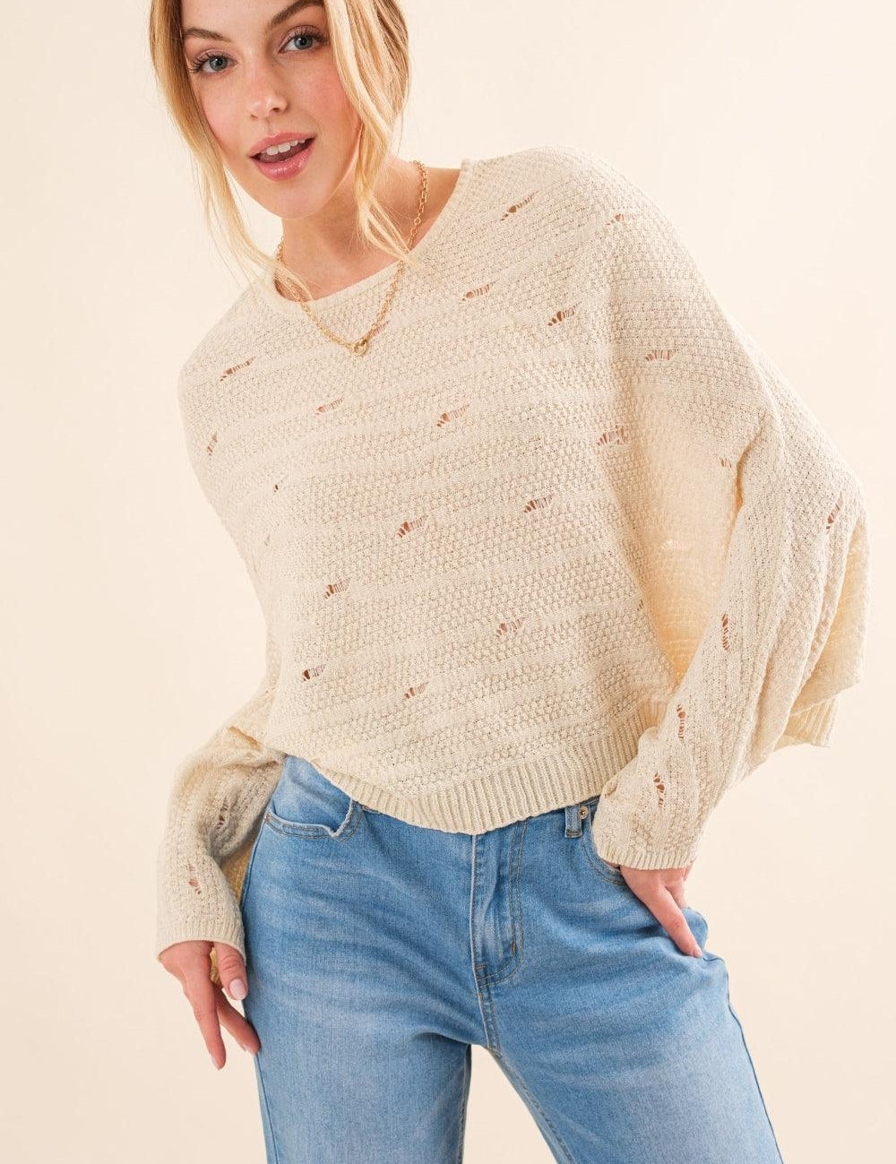 NATURAL M L And The Why Dolman Sleeves Sweater | Sweaters Daverri Fashions