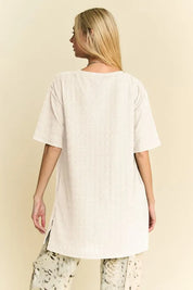 Davi & Dani Short Sleeve Side Slit T-Shirt with Pockets | Daverri Fashions