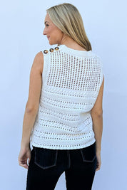 And The Why Hollowed Out Buttoned Tank | Daverri Fashions