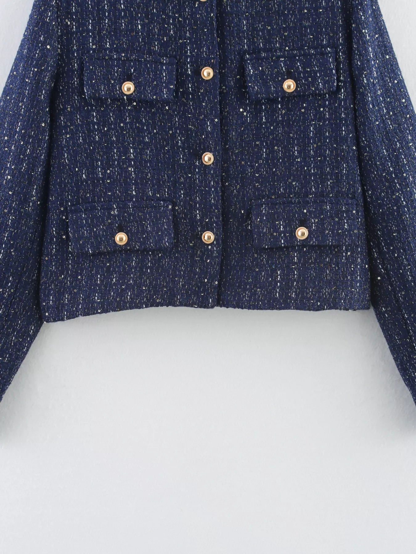 Tweed Button Up Cropped Jacket | Jackets Daverri Fashions