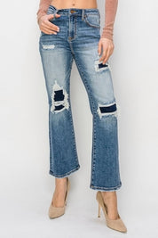 Risen Full Size High Rise Distressed Ankle Flare Jeans | Daverri Fashions