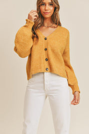 Mustard M L Long Sleeve Button Down Sweater Cardigan | Sweaters Daverri Fashions