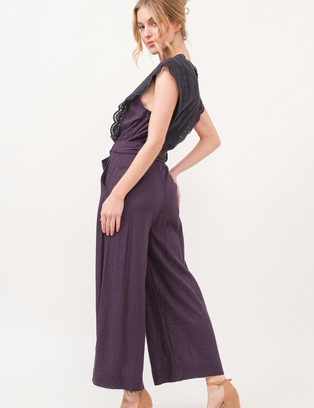 And The Why Laced Surplice Tie Waist Jumpsuit | Jumpsuits Daverri Fashions