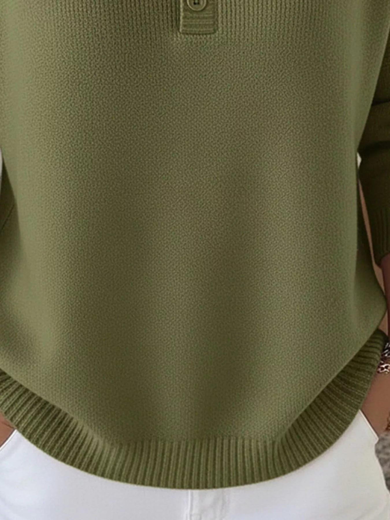 Full Size Half Button Long Sleeve Knit Top Plus Size | Knit Tops Daverri Fashions