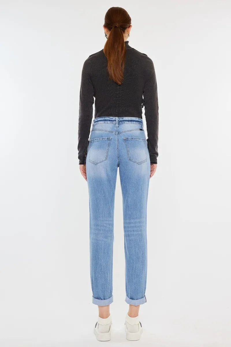 Kancan High Rise Distressed Mom Jeans | Jeans Daverri Fashions