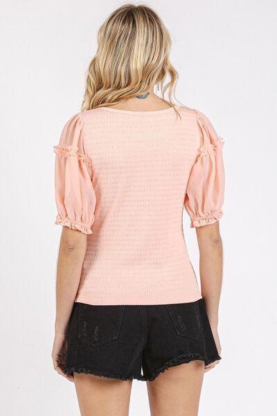 Mittoshop Frill Round Neck Half Sleeve Blouse | Blouses Daverri Fashions