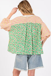 SAGE + FIG Color Block Bubble Sleeve Top | Tops Daverri Fashions