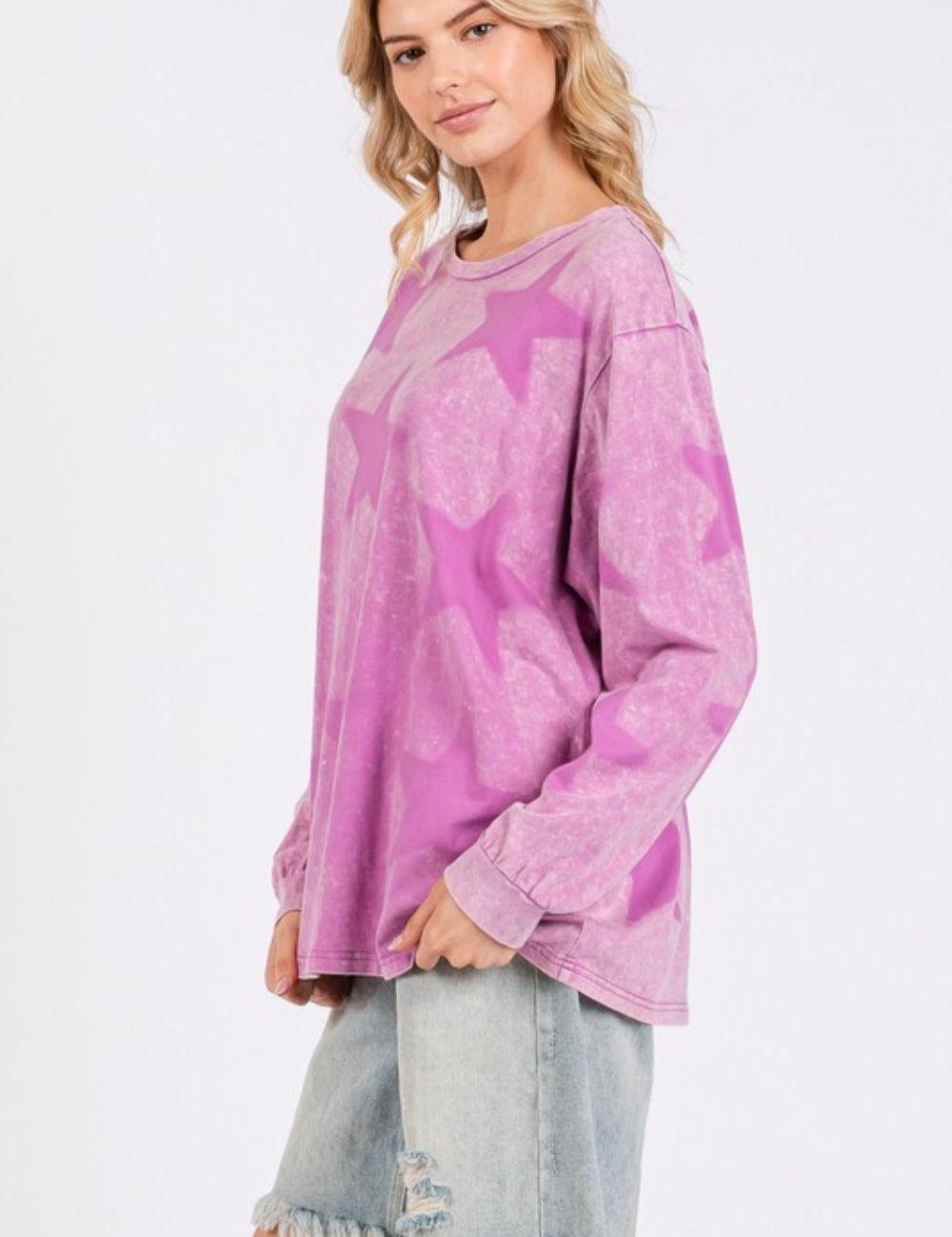 SAGE + FIG Mineral Wash Star Pattern T-Shirt | T-Shirts Daverri Fashions