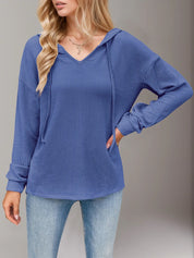 Double Take Drawstring Dropped Shoulder Long Sleeve Hoodie | Hoodies Daverri Fashions