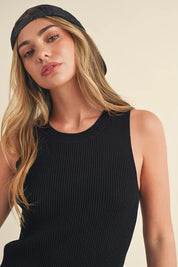 Aemi + Co Ribbed Round Neck Knit Tank | Daverri Fashions