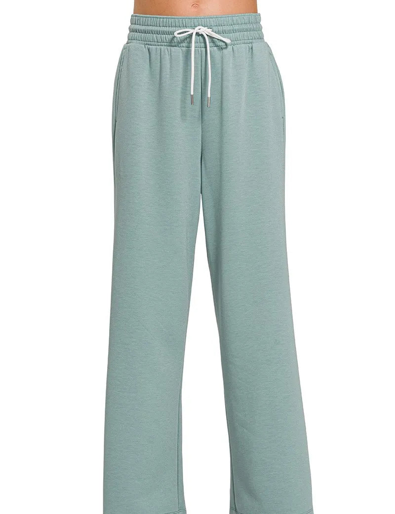 BLUE GREY Zenana Scuba Drawstring Pants Blue Grey | Loungewear Bottoms Daverri Fashions