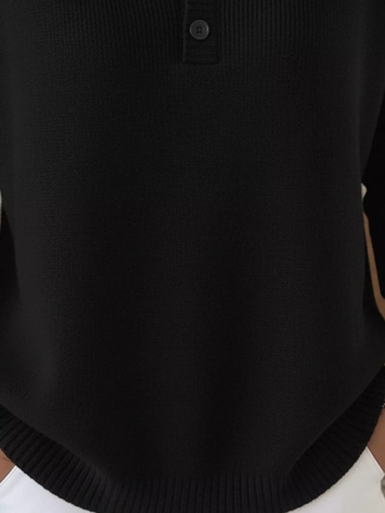 Full Size Half Button Long Sleeve Knit Top Plus Size | Knit Tops Daverri Fashions
