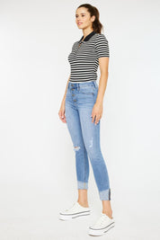 Kancan Distressed Cat's Whiskers Button Fly Jeans | Daverri Fashions