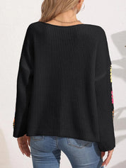 Crochet Flower Long Sleeve Sweater | Sweaters Daverri Fashions