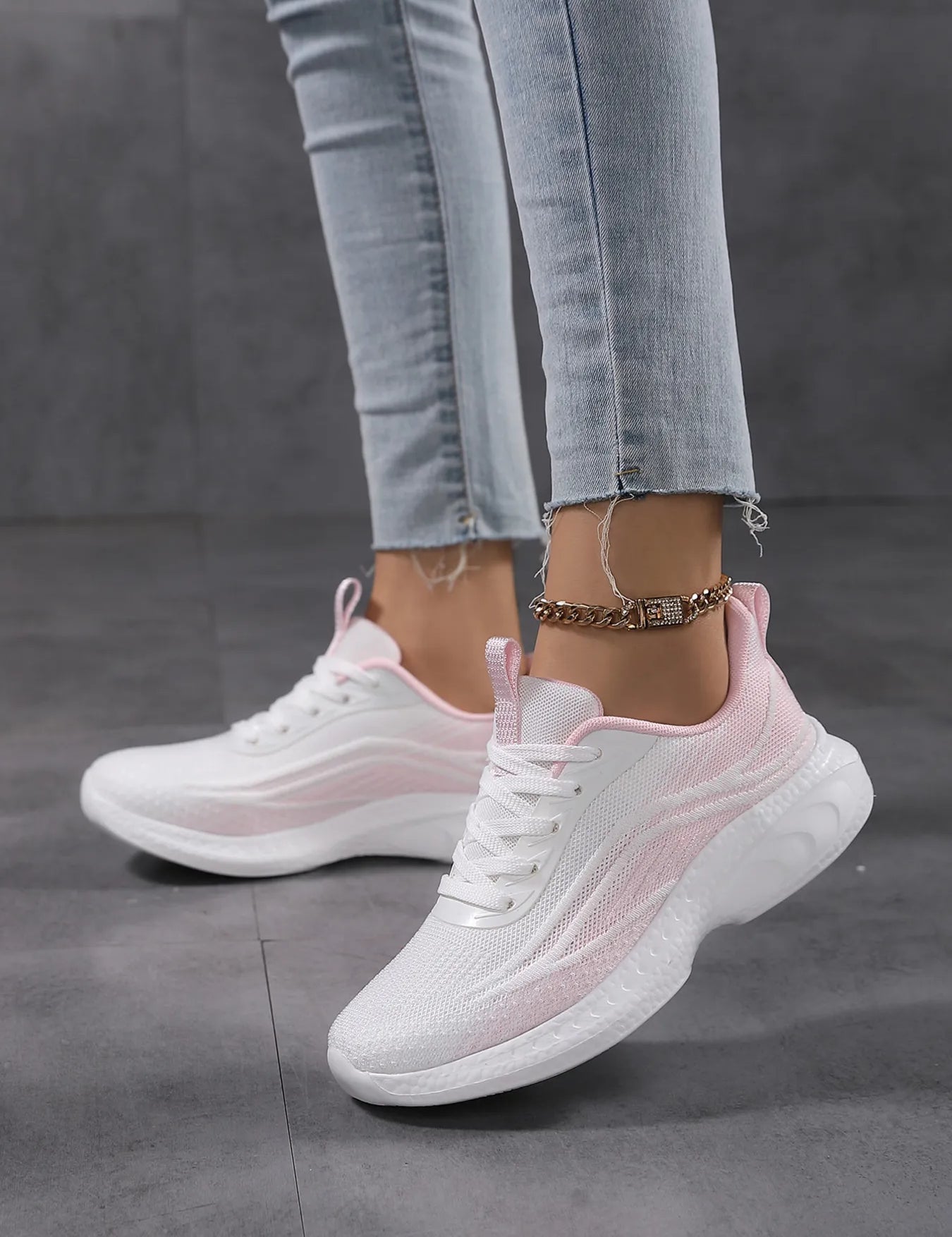 Gradient Lace Up Mesh Breathable Athletic Sneakers | Sneakers Daverri Fashions