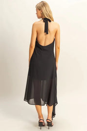 HYFVE Chiffon Halter Asymmetrical Hem Dress | Daverri Fashions