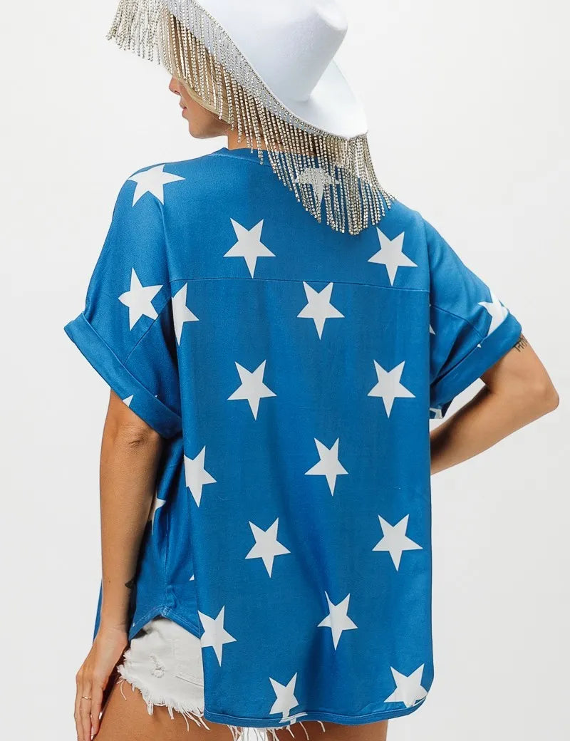 BiBi Fourth Of July Star Knit T-Shirt | T-Shirts Daverri Fashions