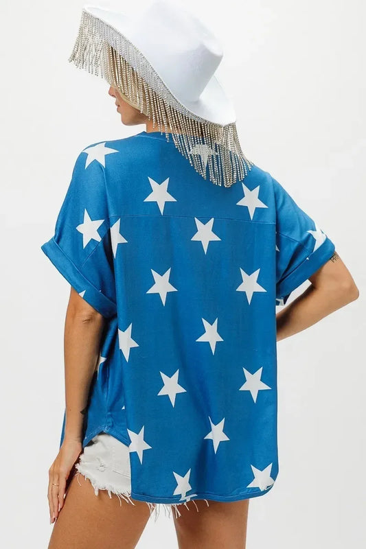 BiBi Fourth Of July Star Knit T-Shirt - DAVERRI FASHIONS