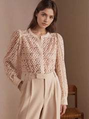 White Lace Long Sleeve Shirt | Shirts Daverri Fashions