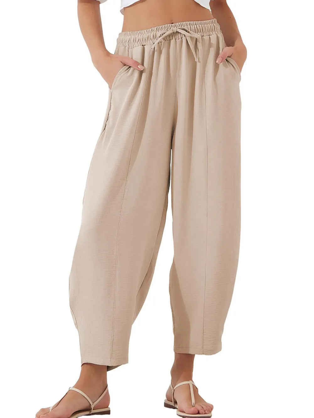 Full Size Drawstring Cropped Jogger Pants Plus Size | Pants Daverri Fashions