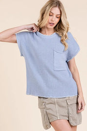 Lime 'N' Chili Solid Cap Sleeve Stitch Edge Knit Sweater | Sweaters Daverri Fashions