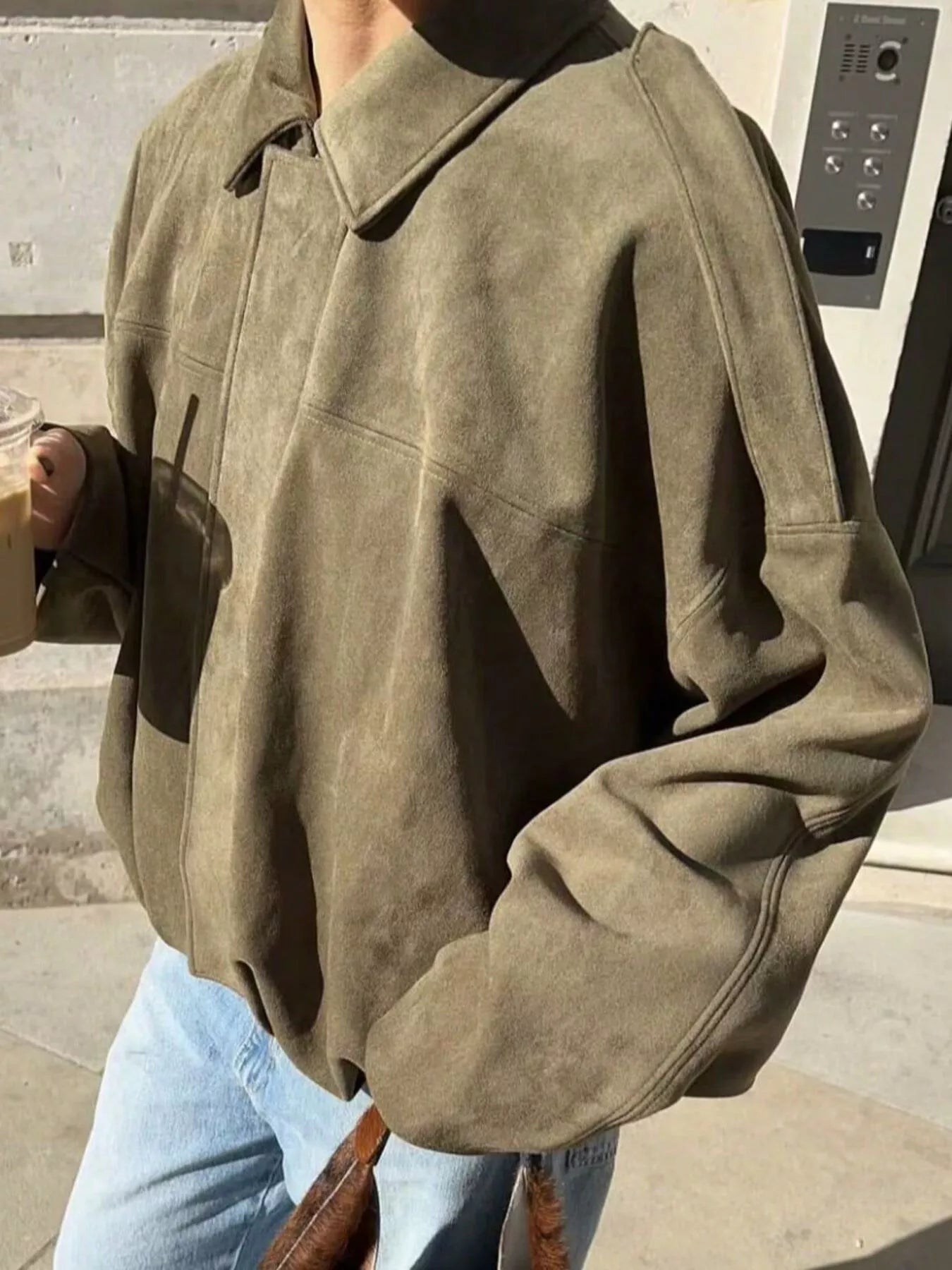 Military Green Zip Up Oversized Jacket | Jackets Daverri Fashions