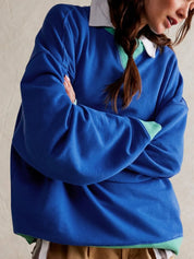 Contrast Dropped Shoulder Long Sleeve Sweatshirt | Sweatshirts Daverri Fashions