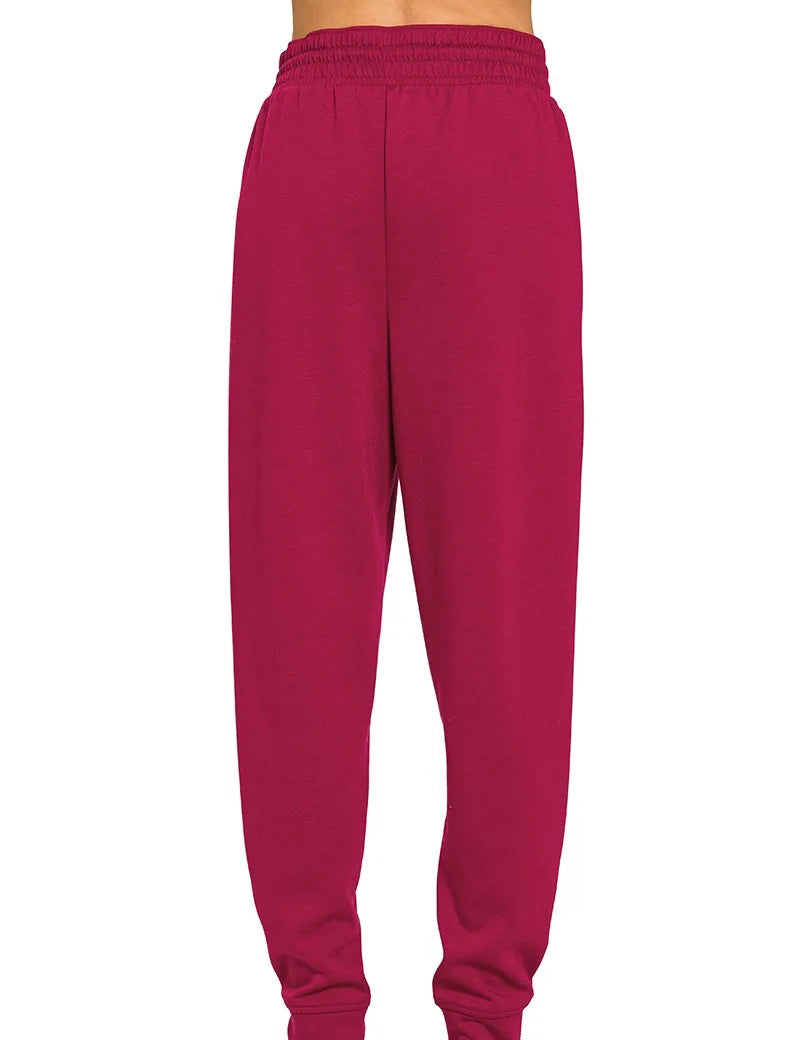 Zenana Drawstring Scuba Sweatpants with Pockets Cabernet | Sweatpants Daverri Fashions