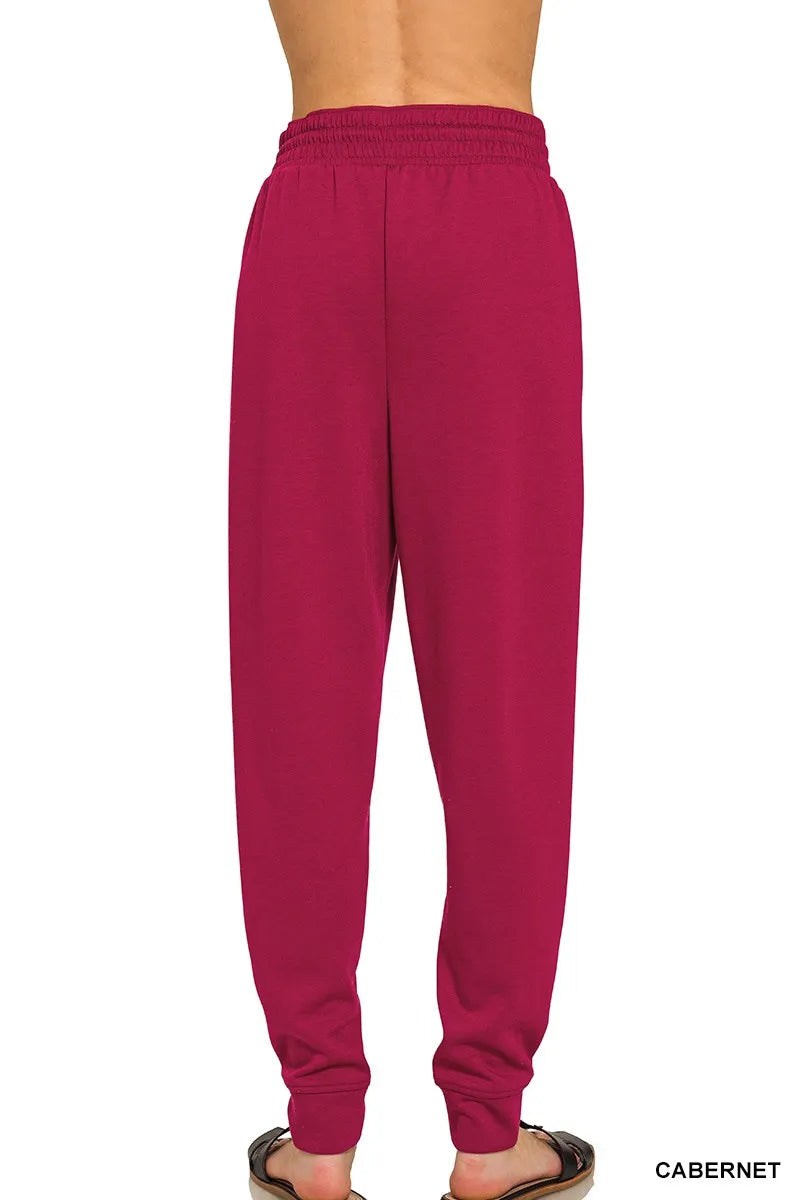 Zenana Drawstring Scuba Sweatpants with Pockets Cabernet | Sweatpants Daverri Fashions