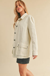 Aemi + Co Seam Detail Button Up Jacket with Pockets | Jackets Daverri Fashions