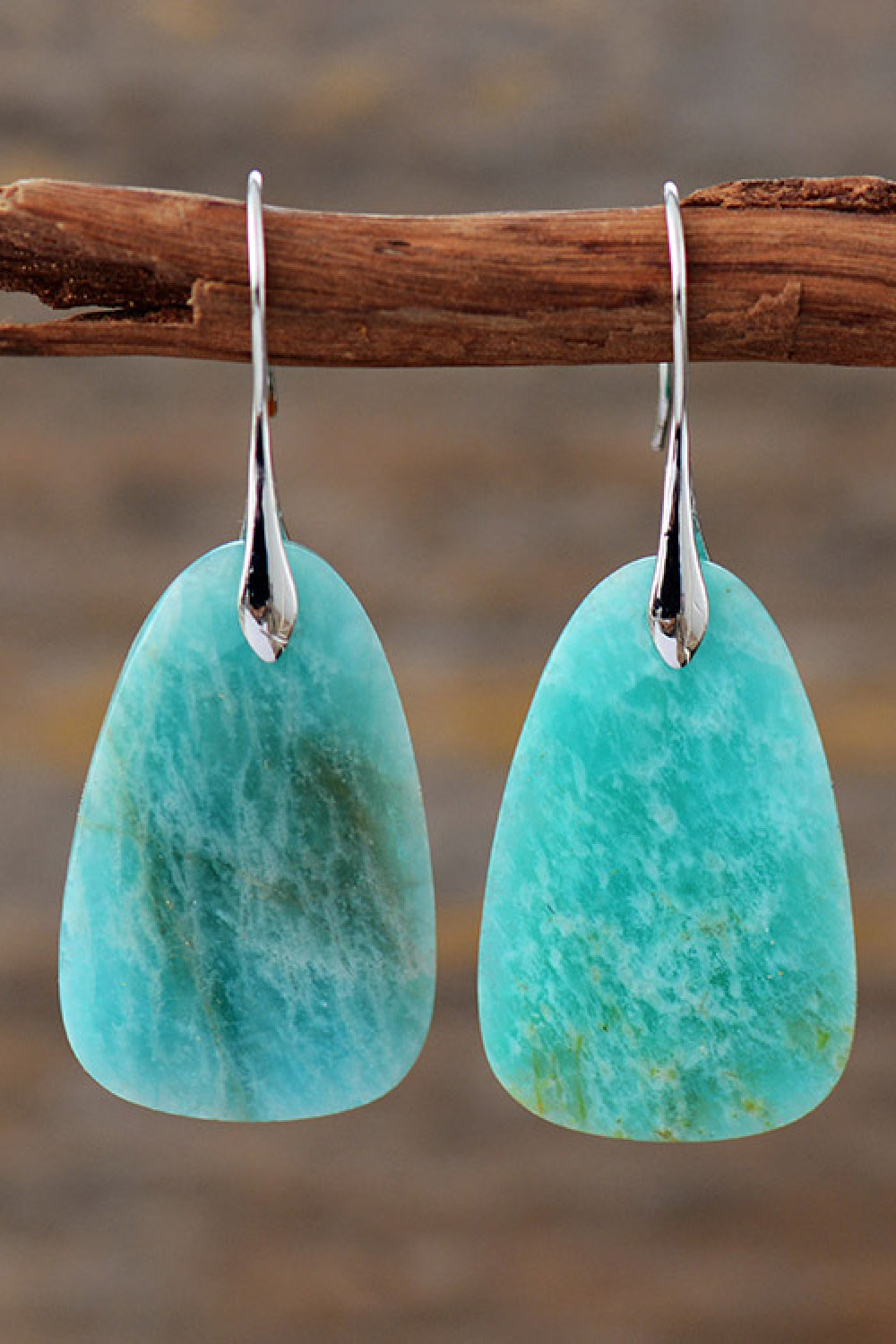 Aqua One Size Natural Stone Dangle Earrings | Earrings Daverri Fashions