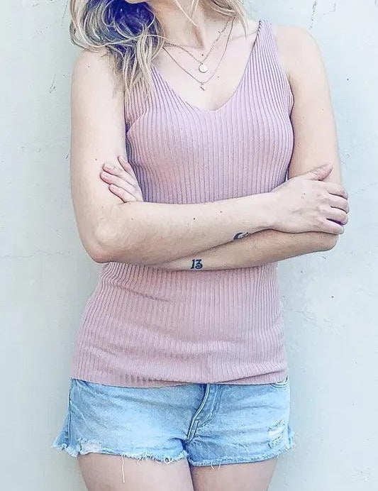 Mauve And The Why Ribbed Knit Slim Tank | Tank Tops Daverri Fashions