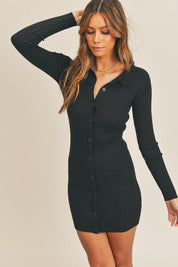 Mable Button Up Ribbed Mini Shirt Dress | Daverri Fashions