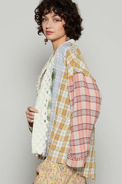 POL Raw Edge Plaid Open Front Cardigan | Cardigans Daverri Fashions