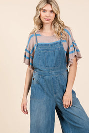 Mittoshop Denim Tie Back Sleeveless Wide Leg Overalls | Overalls Daverri Fashions