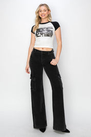 Risen Black High Rise Wide Leg Cargo Jeans | Cargo Jeans Daverri Fashions