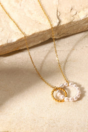 Pearl Hoop Link Pendant Necklace | Necklaces Daverri Fashions