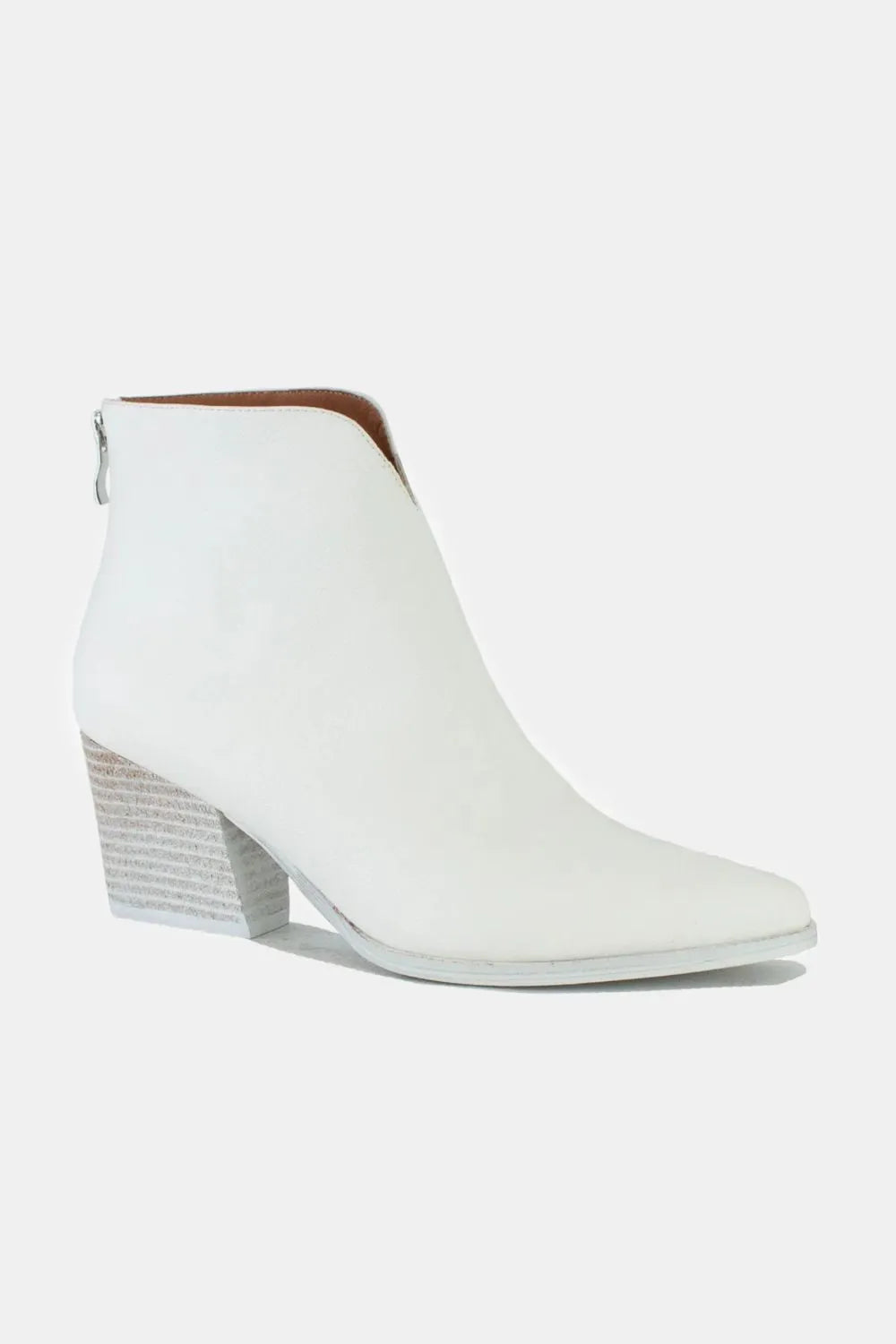 Beast Fashion PU Leather Block Heel Boots with Back Zippers | Boots Daverri Fashions