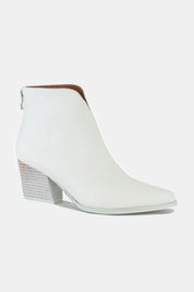 Beast Fashion PU Leather Block Heel Boots with Back Zippers | Boots Daverri Fashions